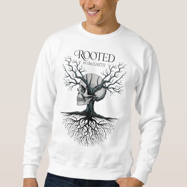 Sweatshirt Enraciné dans l'arbre du crâne terrestre (Devant)