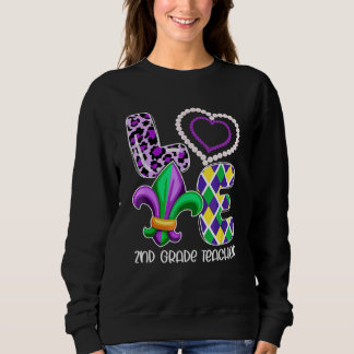 Sweatshirt Enseignant de 2e année Plaid Leopard Costume I Lov