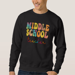 Sweatshirt Enseignant de collège rétro groovy heureux premie