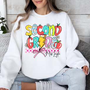 Sweatshirt Enseignant de deuxième année Colorée Mignonne écol
