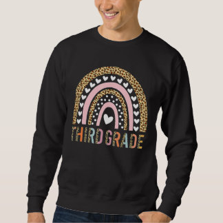 Sweatshirt Enseignant de troisième année Leopard arc-en-ciel 