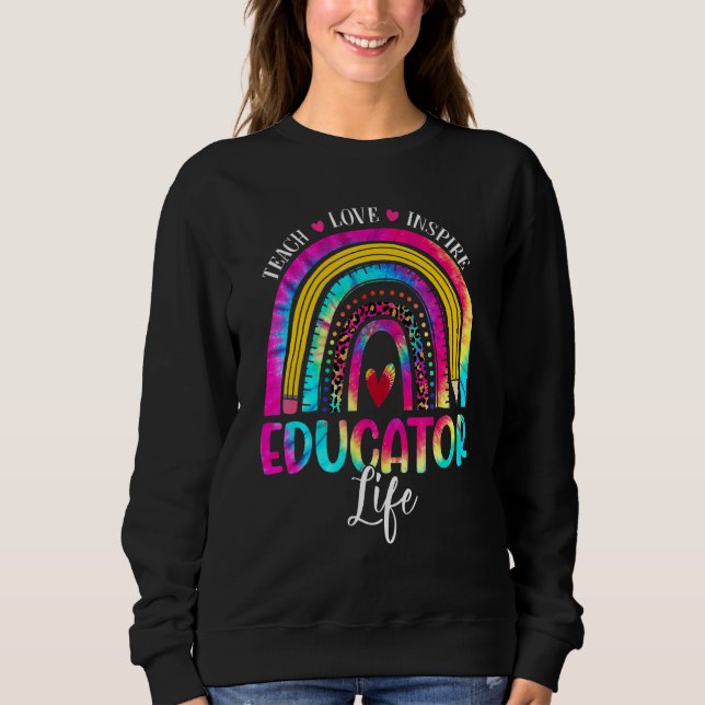 Sweatshirt Enseignant Rainbow Tie Dye Premier Jour De Scho (Devant)