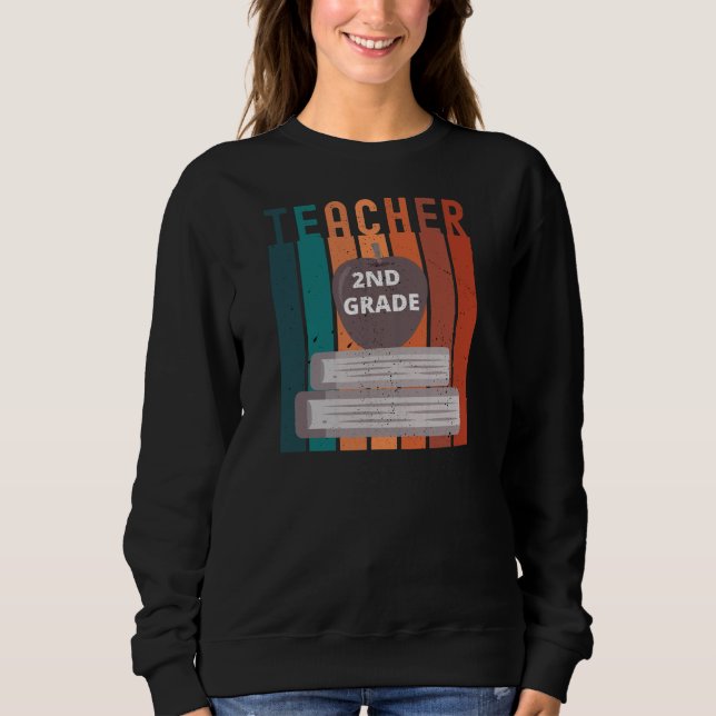 Sweatshirt Enseignant vintage de 2e année  (Devant)