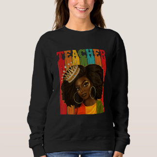 Sweatshirt Enseignante noire Afro Retro Correspondant Poitrin