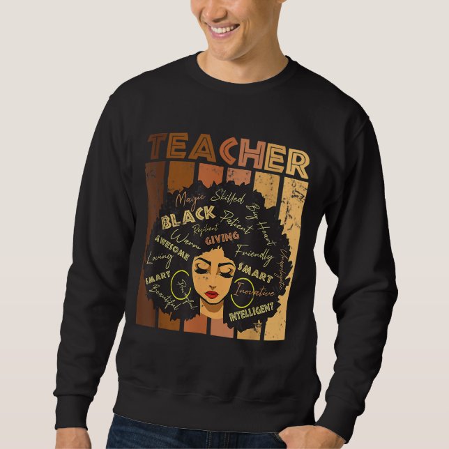 Sweatshirt Enseignante noire Afro Retro Mois de l'histoire no (Devant)