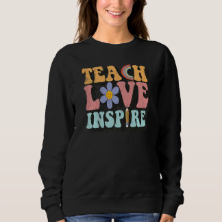 Sweatshirt Enseigner Amour Inspirer Rétro Groovy Enseignant F