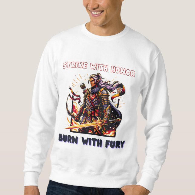 Sweatshirt Epic Elven Warrior avec épée flamboyante (Devant)