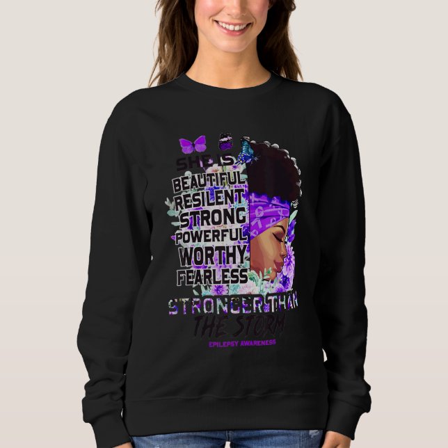 Sweatshirt Epilepsy Awareness Black Girl Stronger Than The St (Devant)