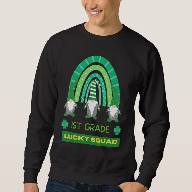 Sweatshirt Équipe de 1ère année Rainbow Gnome Happy St patric (Devant)