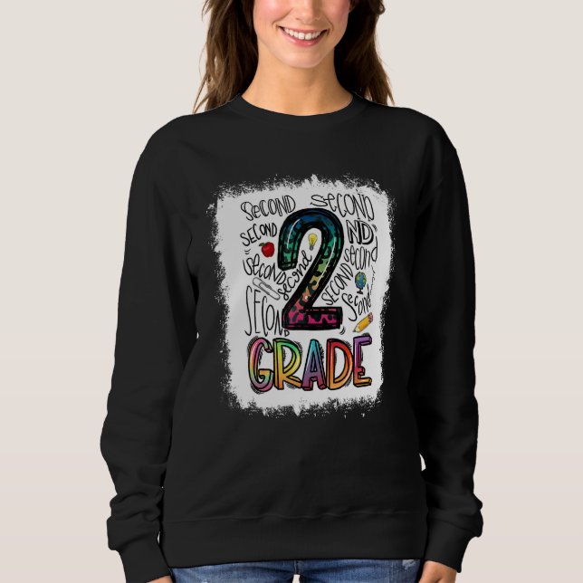 Sweatshirt Équipe de typographie de 2e année blanchie (Devant)