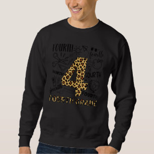 Sweatshirt Équipe de typographie de 4e année Léopard Quatrièm