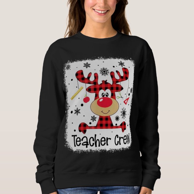Sweatshirt Équipe Enseignante Cute Red Plaid Reindeer Lover N (Devant)