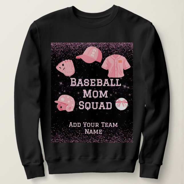 Sweatshirt Escouade De Mère De Baseball Personnalisée, Numéro (Design devant)