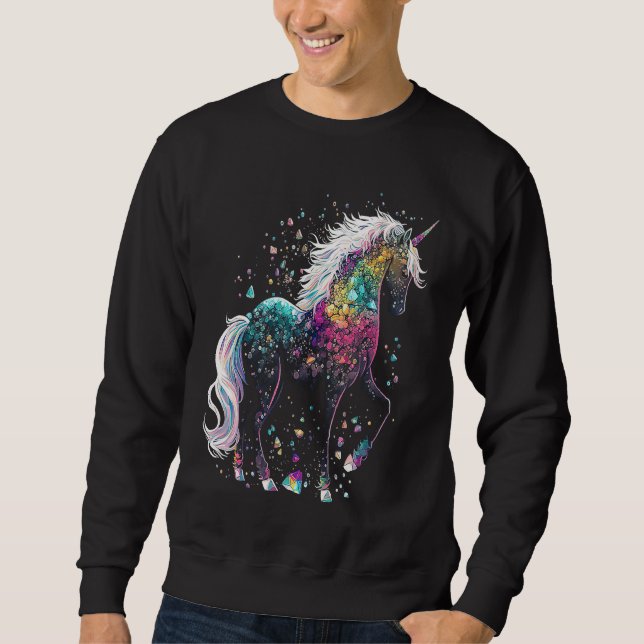 Sweatshirt Esoteric Unicorn Crystals Cute Illustration (Devant)