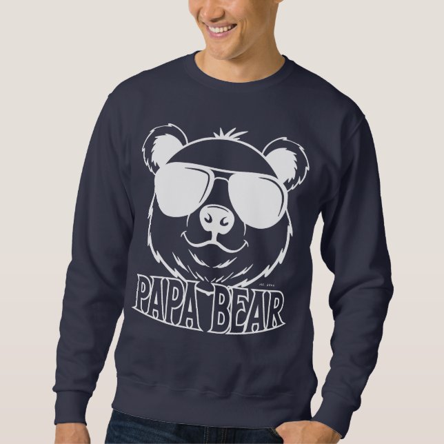 Sweatshirt established PaPa Bear Navy Blue White Modern (Devant)