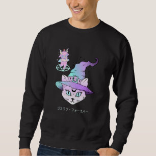 Sweatshirt esthétique gothique pastel chat de sorcière mignon