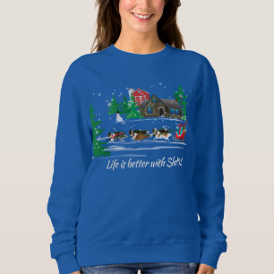 Sweatshirt Étagères Pulling Sled, Noël des Fêtes de neige