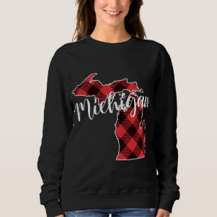 Sweatshirt État Du Michigan Carte Buffalo Plaid Christmas MI 