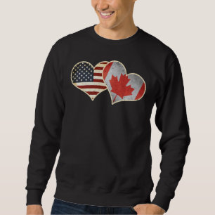 Sweatshirt États-Unis Canada Drapeau Fierté cardiaque Voyage