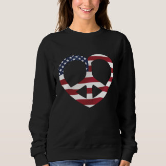 Sweatshirt États-Unis Drapeau Coeur de la Paix