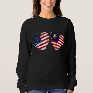 Sweatshirt Etats-Unis Malaisie Drapeau Coeur Valentines Journ
