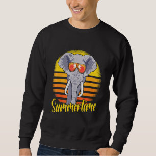 Sweatshirt Eté Elephant Rétro Sunset Beach Vacances El
