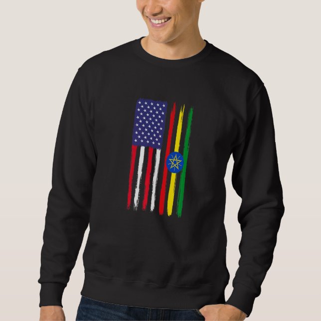 Sweatshirt Éthio patriotique éthiopienne à drapeau semi-améri (Devant)