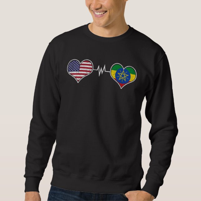 Sweatshirt Éthiopie Éthiopiens Afrique Drapeau Fier ADN Améri (Devant)