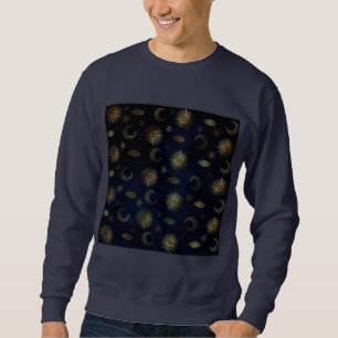 Sweatshirt Étoiles célestes Blue Gold Sun Moon
