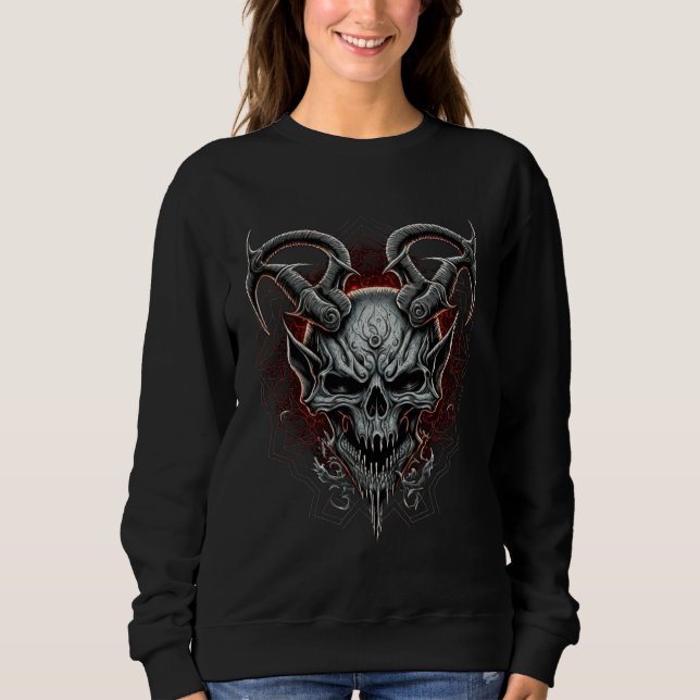 Sweatshirt Evil Death Skeleton  Gothic Demon Heavy Metal (Devant)