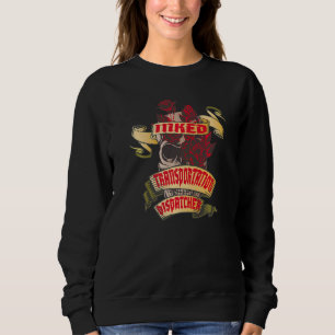 Sweatshirt Expéditeur de transport Crâne tatoué et roses roug