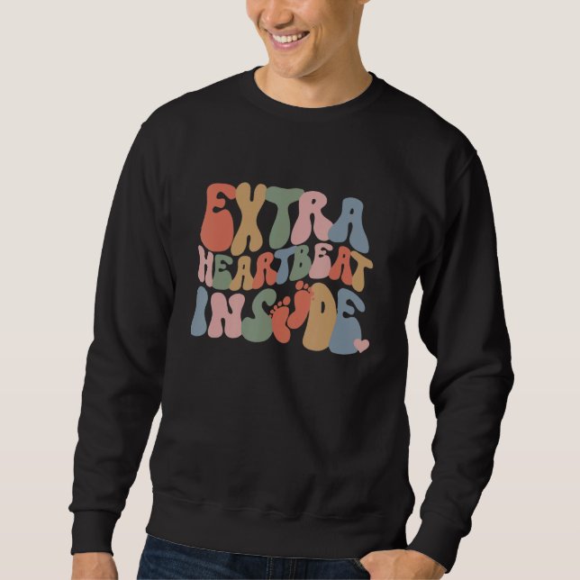 Sweatshirt Extra Heartbeat Inside Groovy Pregnancy Announceme (Devant)