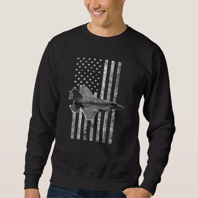Sweatshirt F-35 Lightning II American USA Flag - Military (Devant)