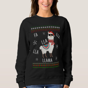 Sweatshirt Fa La La Cute Llama Vilain Sweater Girl de Noël