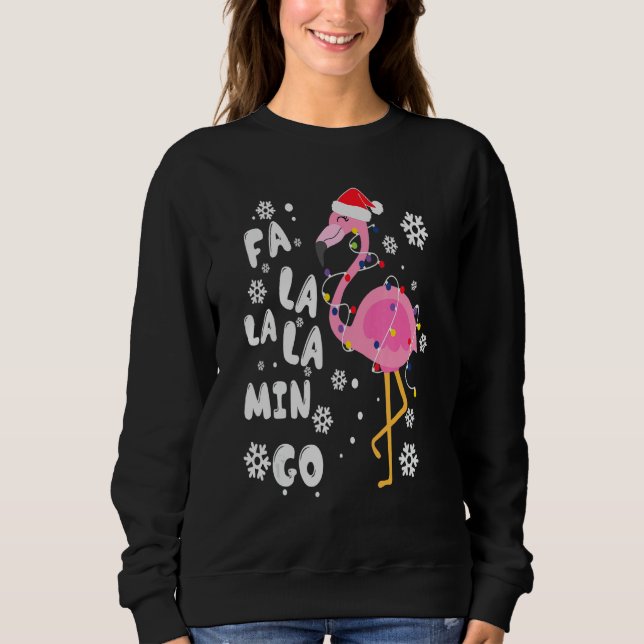 Sweatshirt Fa Lalala Mingo Flamant rose Pour Noël Noël Noël (Devant)