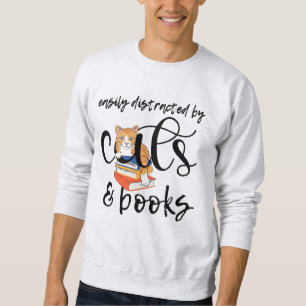 SWEATSHIRT FACILEMENT DISTRAIT PAR DES CHATS ET DES LIVRES