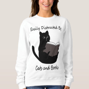 Sweatshirt Facilement Distrait Par Les Chats Et Les Livres, J