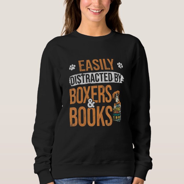 Sweatshirt Facilement Distrait Par Les Livres Et Le Chien De  (Devant)