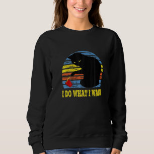 Sweatshirt Faire Ce Que Je Veux Chat Noir Coupe Rouge Drôle G