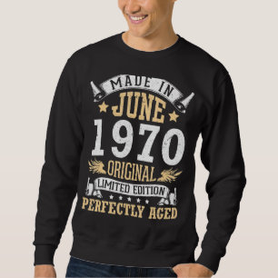 Sweatshirt Fait En Juin 1970 Original Parfaitement Âgé 52