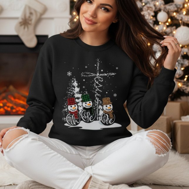 Sweatshirt Faith Hope Love Snowmen Christmas (Spread faith, hope & love this Christmas with this cozy snowmen Christian holiday sweatshirt!)