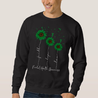 Sweatshirt Faith Hope Love Sunflower Blue Mental Health Aware