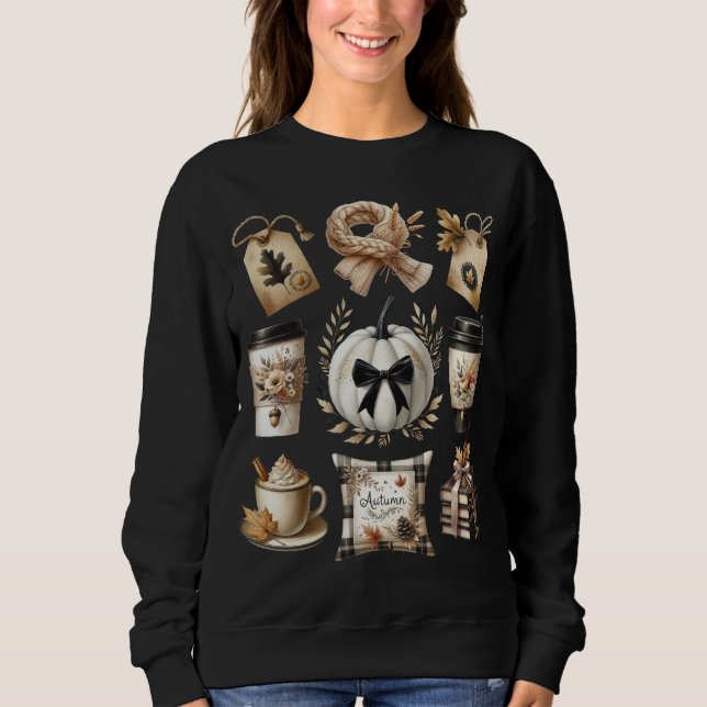 Sweatshirt Fall Vibe Autumn Thanksgiving Pumpkin Coquette Bow (Devant)