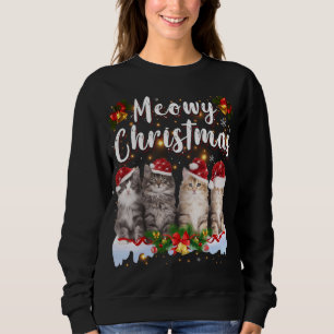 Sweatshirt Famille Cat Meowy Correspondant Pajamas de Noël Pè