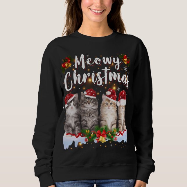 Sweatshirt Famille Cat Meowy Correspondant Pajamas de Noël Pè (Devant)