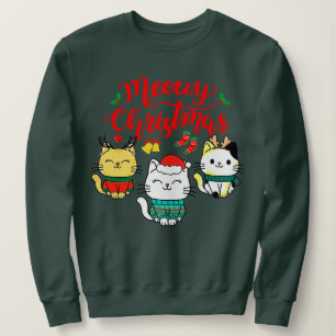 Sweatshirt Famille Cat Meowy Correspondant Pajamas de Noël Pè