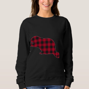 Sweatshirt Famille de buffle de Noël de castor rouge