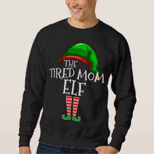 Sweatshirt Famille d'elfes maman fatiguée correspondant cadea