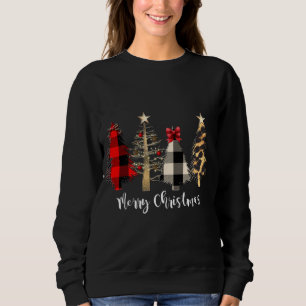 Sweatshirt Famille Joyeux arbres de Noël Plaid Leopard