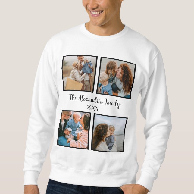 Sweatshirt Famille personnalisée 4 photo collage modèle (Devant)